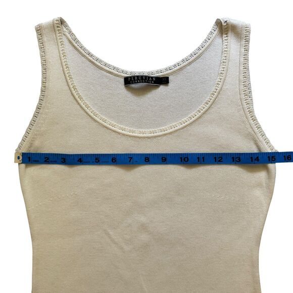 Peruvian Connection Cream 100% Pima Cotton Knit Tank Top Women's X Small Summer - Picture 4 of 9